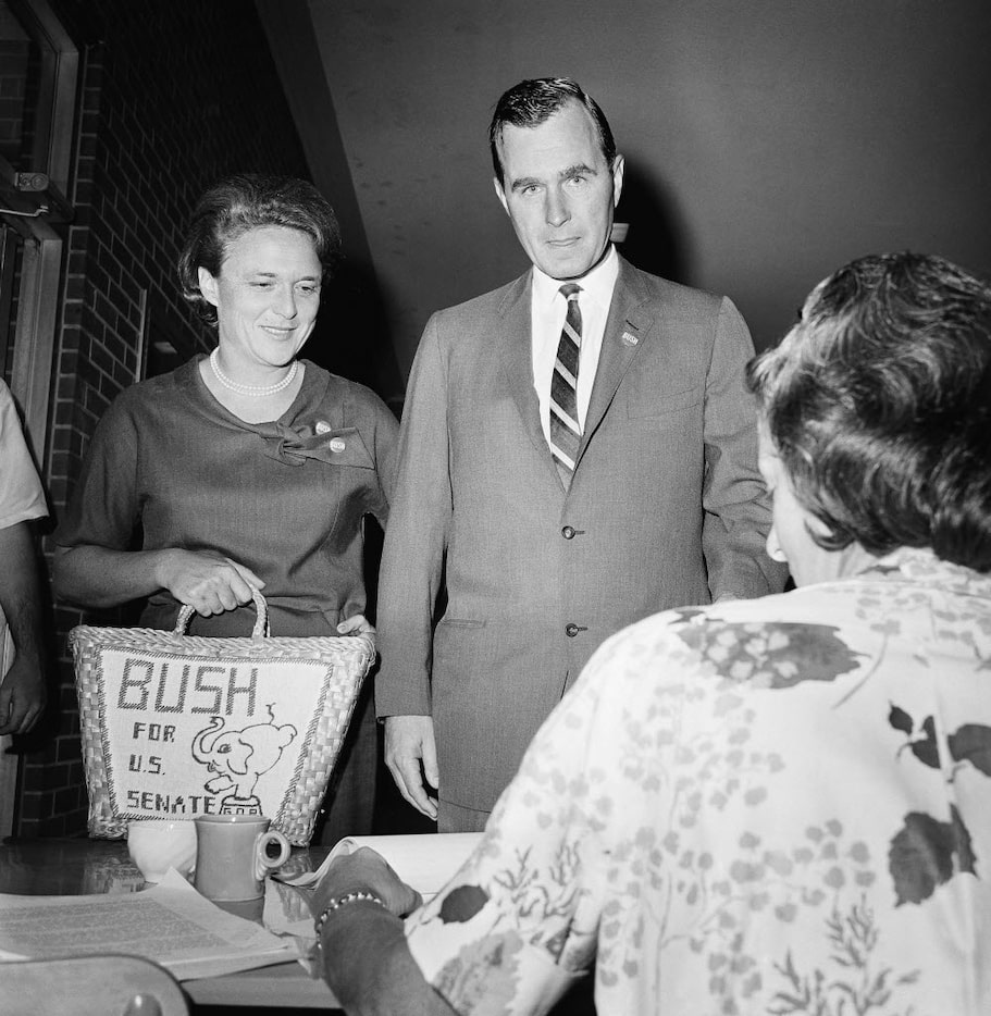 George Bush and his wife Barbara cast their votes in Houston for the Texas senate primary...