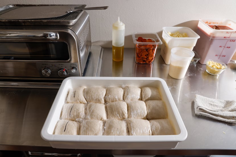 Prepared dough for upcoming Palace Pizza orders