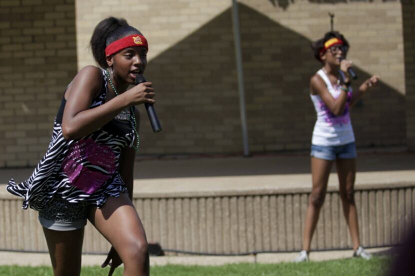 Taylor Cleveland, 14 and Jordan Collins, 14 of Baby Girl Fresh performed at the Juneteenth...