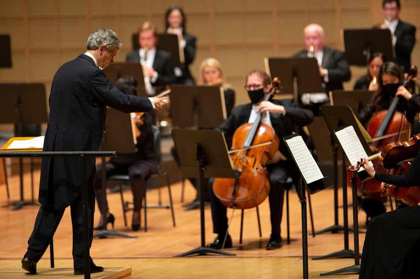 Music director Fabio Luisi conducts the Dallas Symphony Orchestra at the Meyerson Symphony...