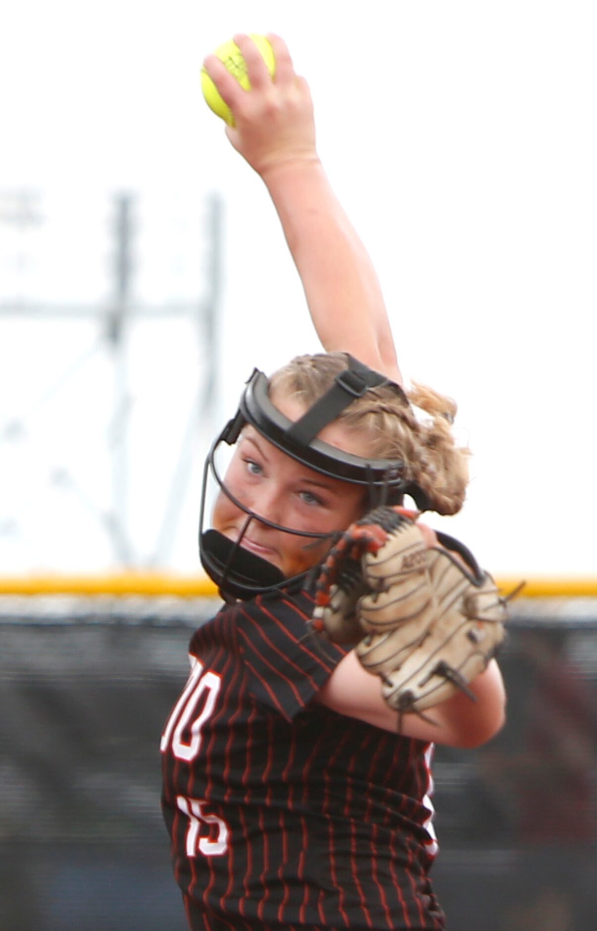 Aledo pitcher Kayleigh Smith (15) delivers a pitch to a Georgetown batter during the bottom...