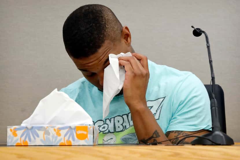 Botham Jean's neighbor Joshua Brown was overcome with emotion during Amber Guyger's murder...