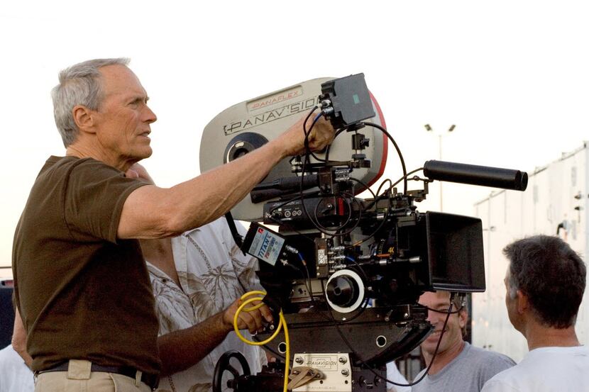 Clint Eastwood directs a scene in Million Dollar Baby.