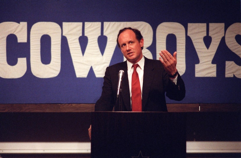 Cowboys offensive guru and co-coordinator Paul Hackett is pictured at a news conference in...