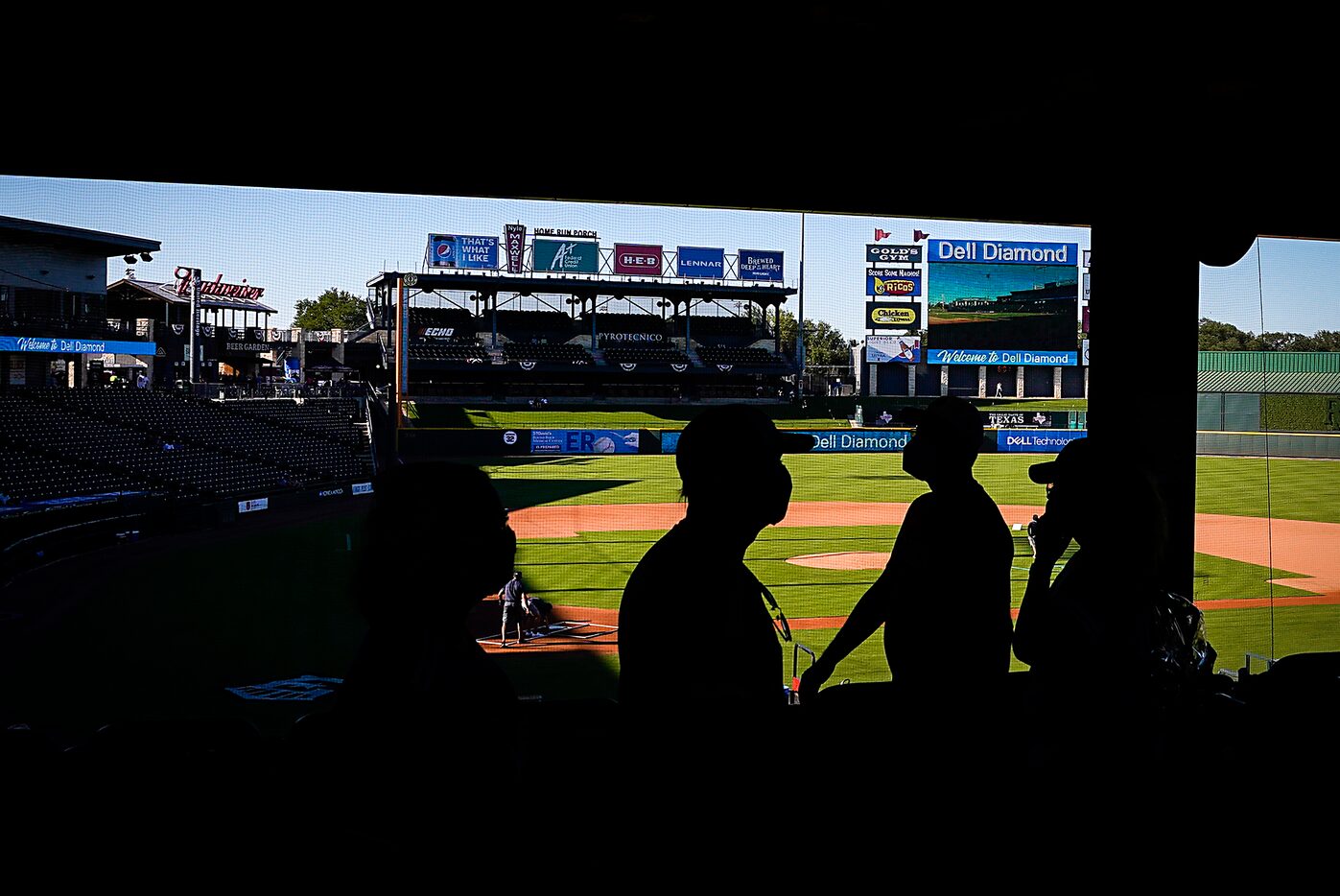 Fans walk the concourse at Dell Diamond before the Round Rock Express season opener against...