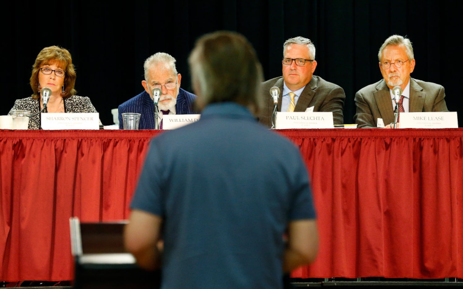 Grapevine City Council members (from left) Sharron Spencer, Mayor William D. Tate, Paul...