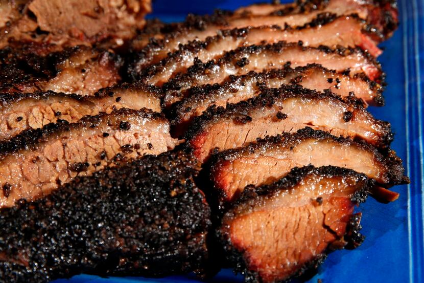 Smoked brisket from Todd David of Cattleack Barbecue at the home of Mark Vamos in Dallas on...