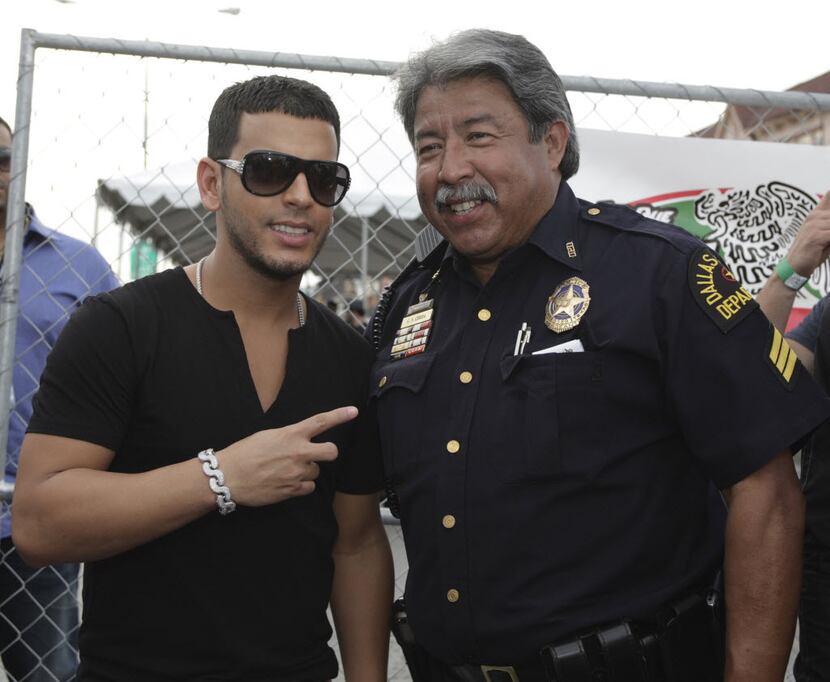 In 2010, Tito El Bambino and Sgt. Gil Cerda at the 11th Annual Latin Grammy Street Party in...