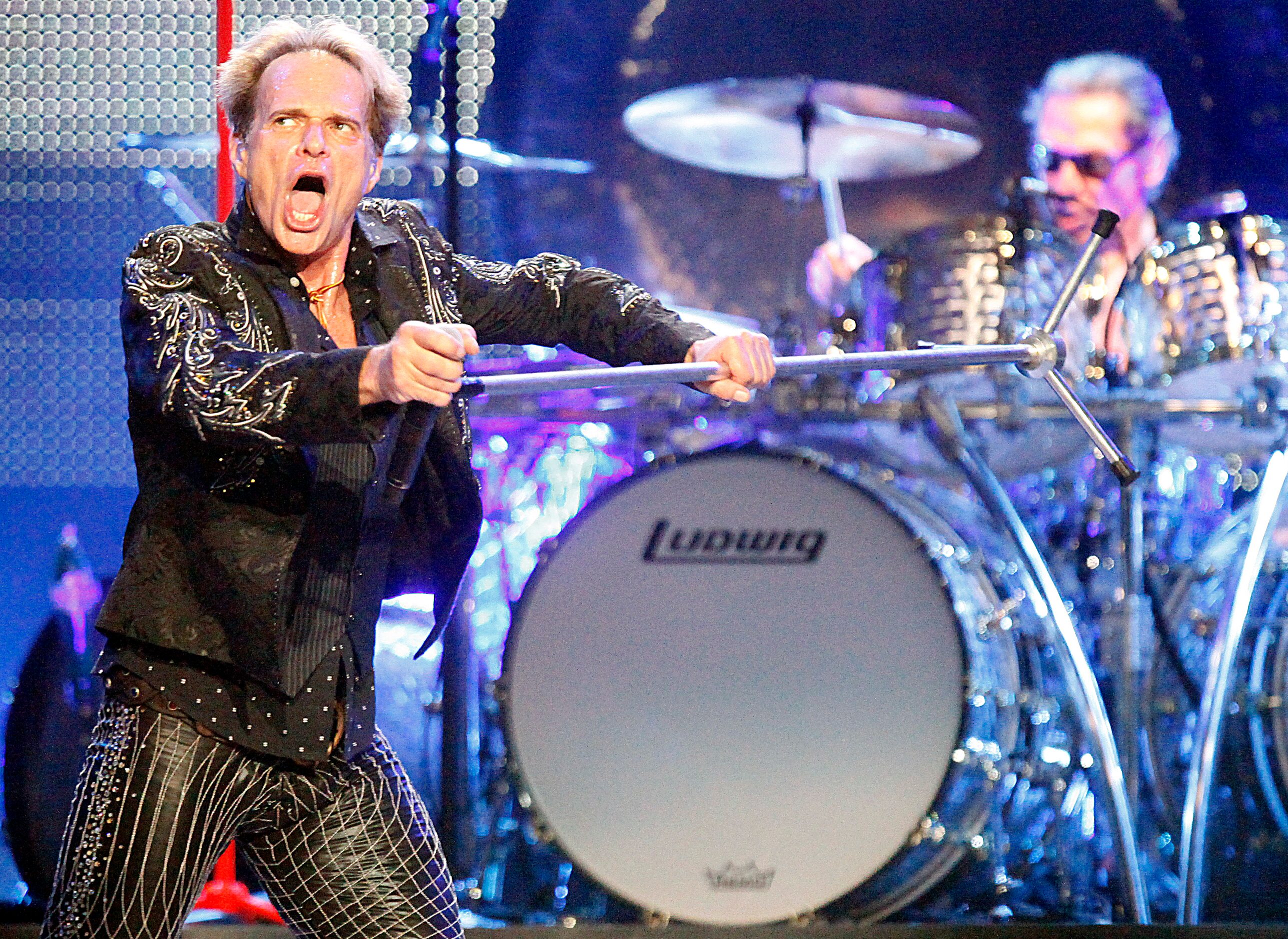 Van Halen frontman David Lee Roth got a little crazy with his microphone stand in front of...