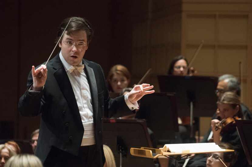 Guest Conductor James Feddeck leads the Dallas Symphony Orchestra as they perform...