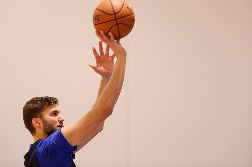FILE - Mavericks forward Maxi Kleber is pictured during a practice at the team's facility in...