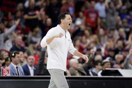 Grand Canyon coach Bryce Drew reacts during the second half of the team's first-round...