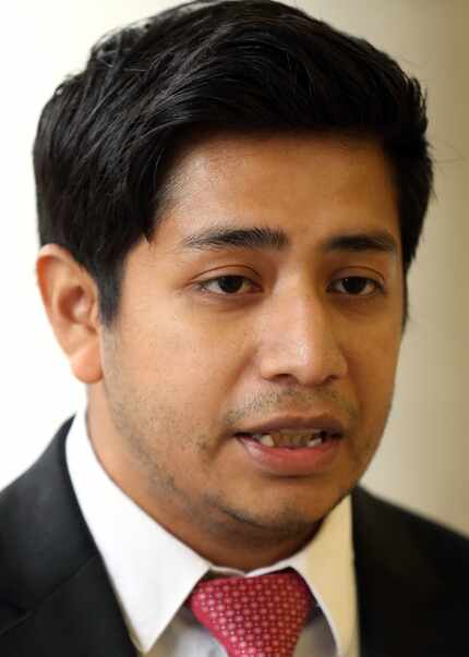 Deyvid Morales of Salt Lake City, Ut., speaks with press members outside of Greyhound's...