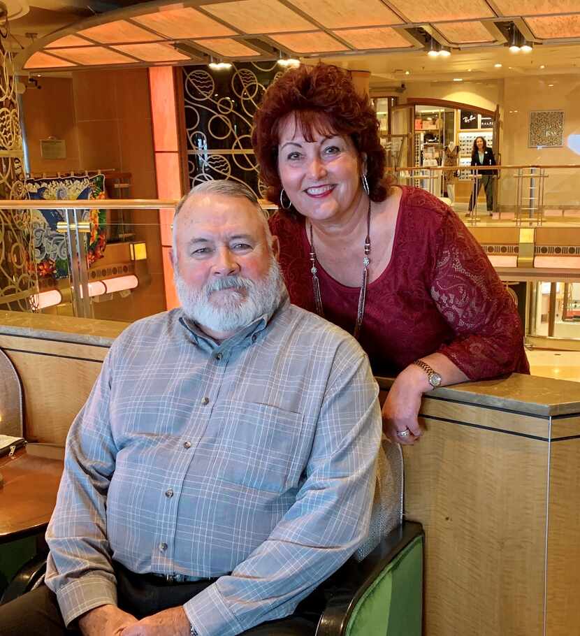 Susan and Michael Dorety are shown on a Grand Princess cruise they took in February to...