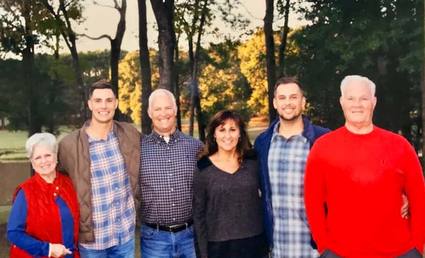 The family of Texas Rangers first baseman Nate Lowe during Thanksgiving 2018. From left to...