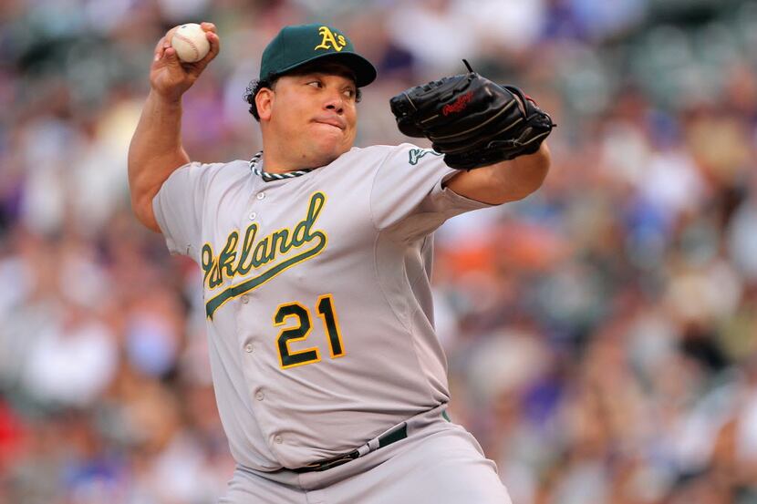 FILE - AUGUST 22, 2012:  It was reported that pitcher Bartolo Colon of the Oakland Athletics...