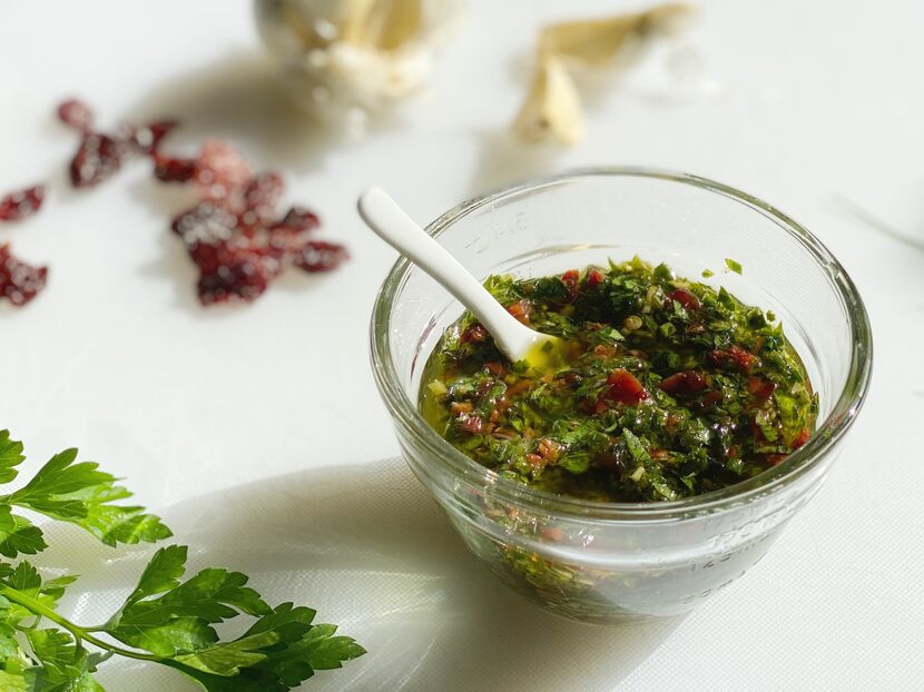 Cherry Salsa served with duck tamales.