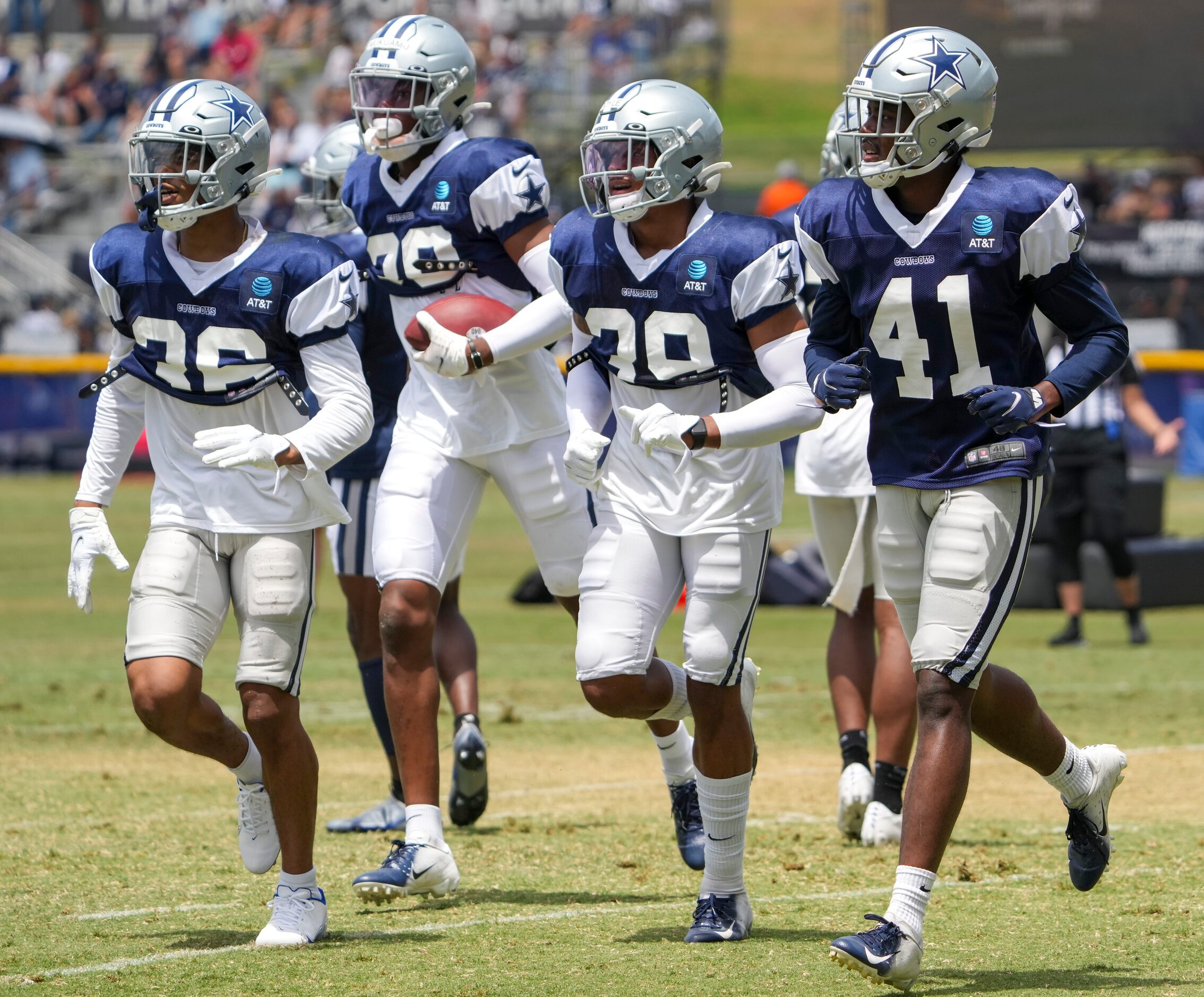 Dallas Cowboys cornerback Kyron Brown (36), cornerback Israel Mukuamu (38), safety Tyler...