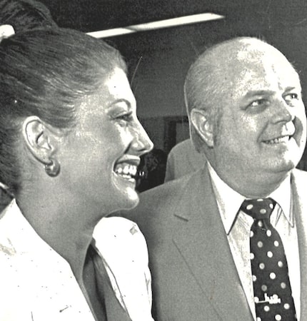 Terri Eoff and Miss Texas Chairman B. Don Magness leaving the 96th District Court.