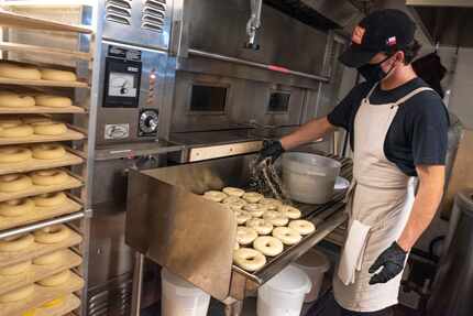 Justin Shugrue, bagel baker and founder of Shug's Bagels, opened his restaurant in Dallas a...