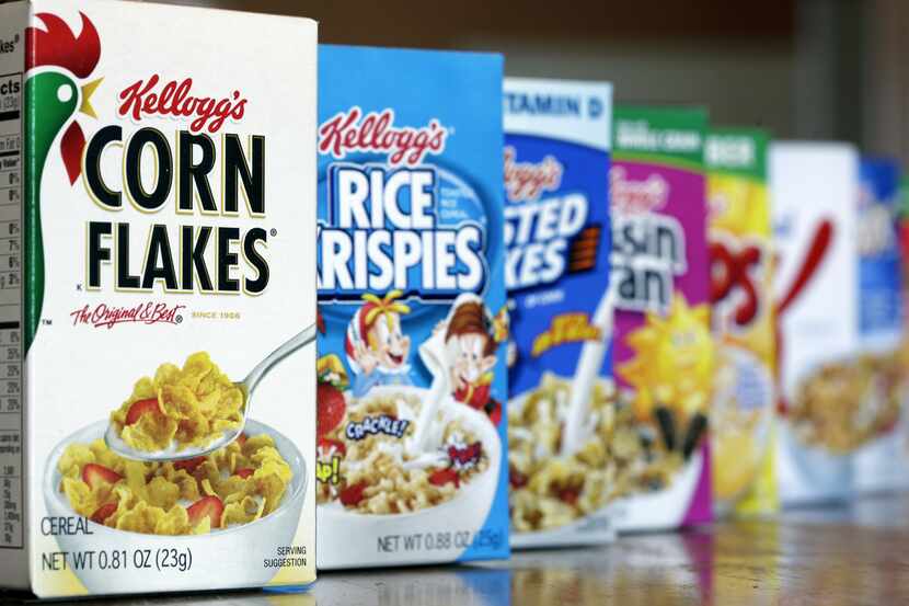 A file photo shows Kellogg's cereal products, in Orlando, Fla.