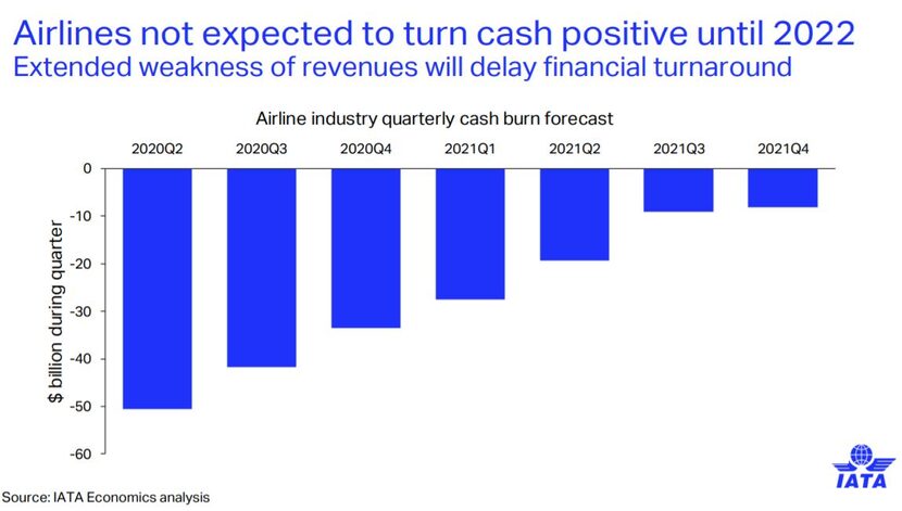 A slide from an Oct. 10 presentation of the International Air Transport Association showing...