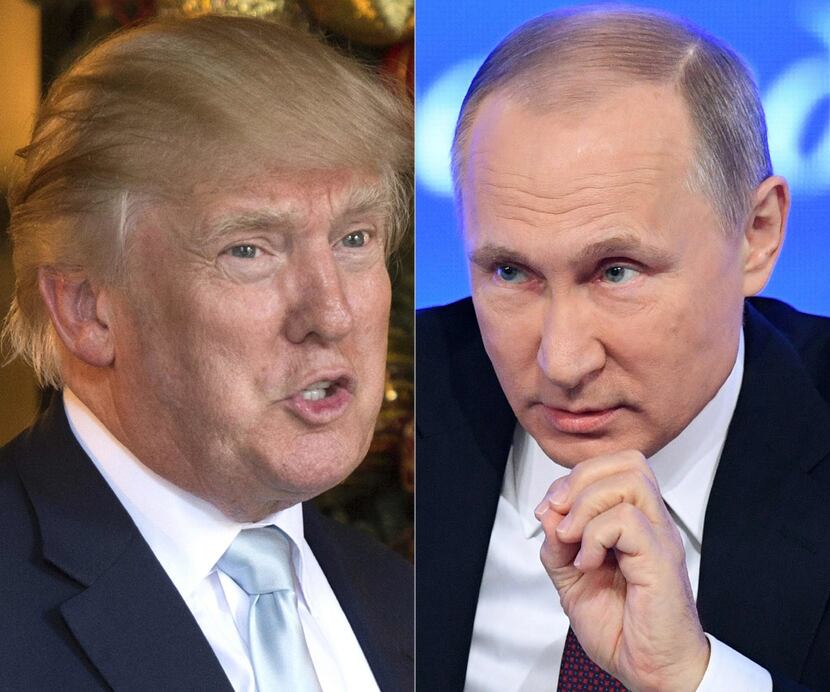 A combination photo of president-elect Donald Trump and Russian president Vladimir Putin