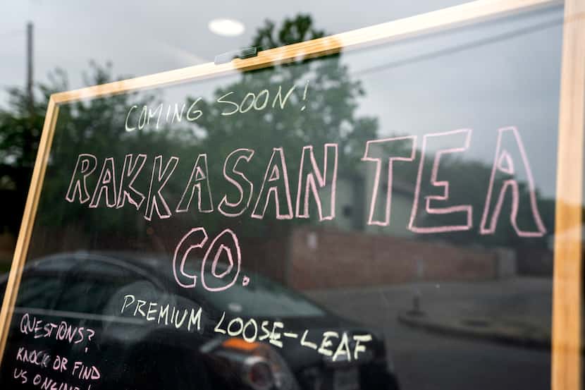 A sign in the front window announces the opening of Rakkasan Tea’s new brick-and-mortar...
