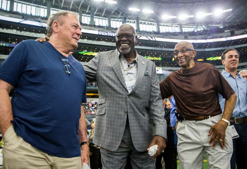 Former Dallas Cowboys players (from left) Craig Morton, Rayfield Wright and Pettis Norman...
