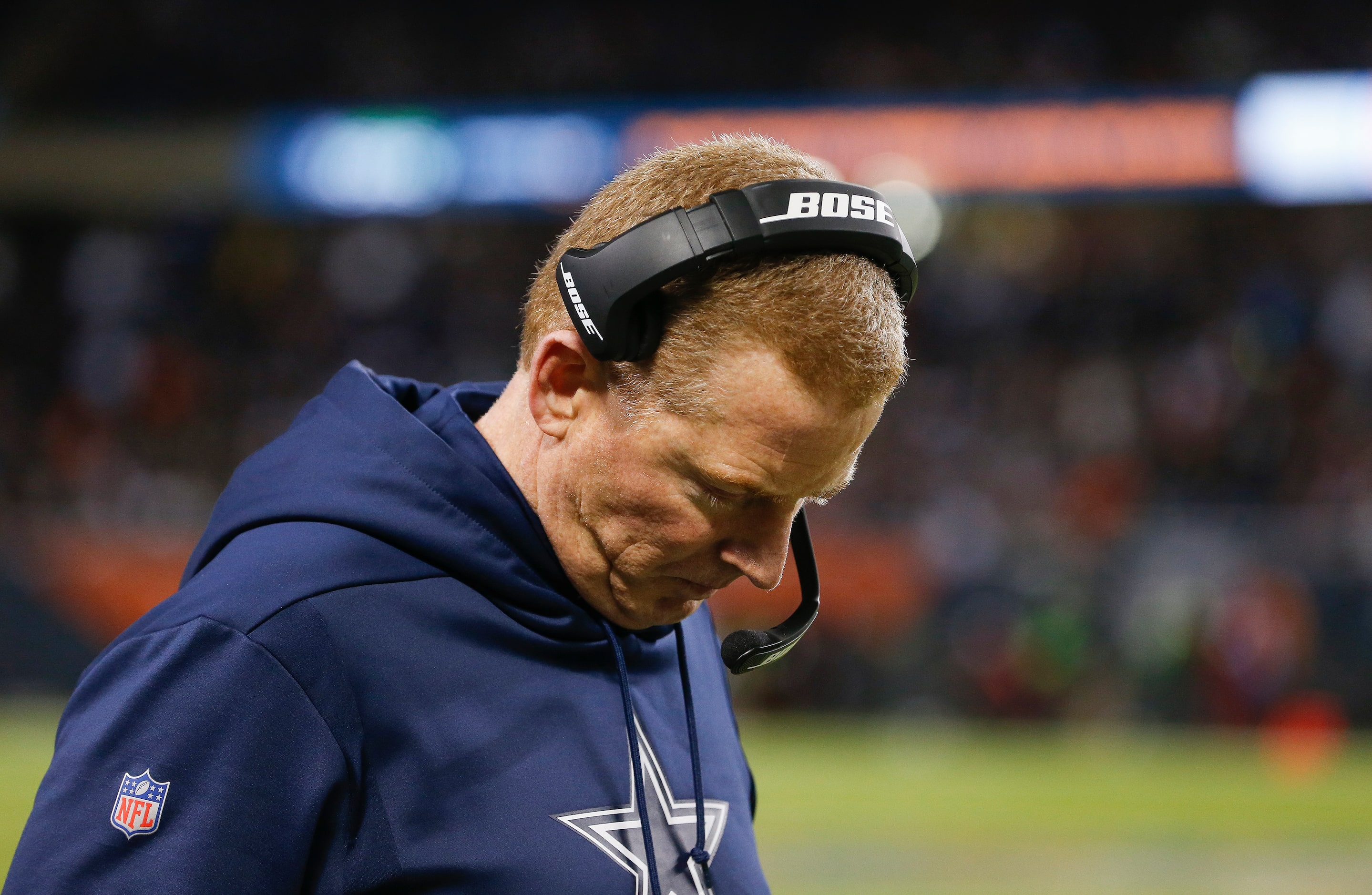 Dallas Cowboys head coach Jason Garrett reacts during the second half a NFL matchup between...