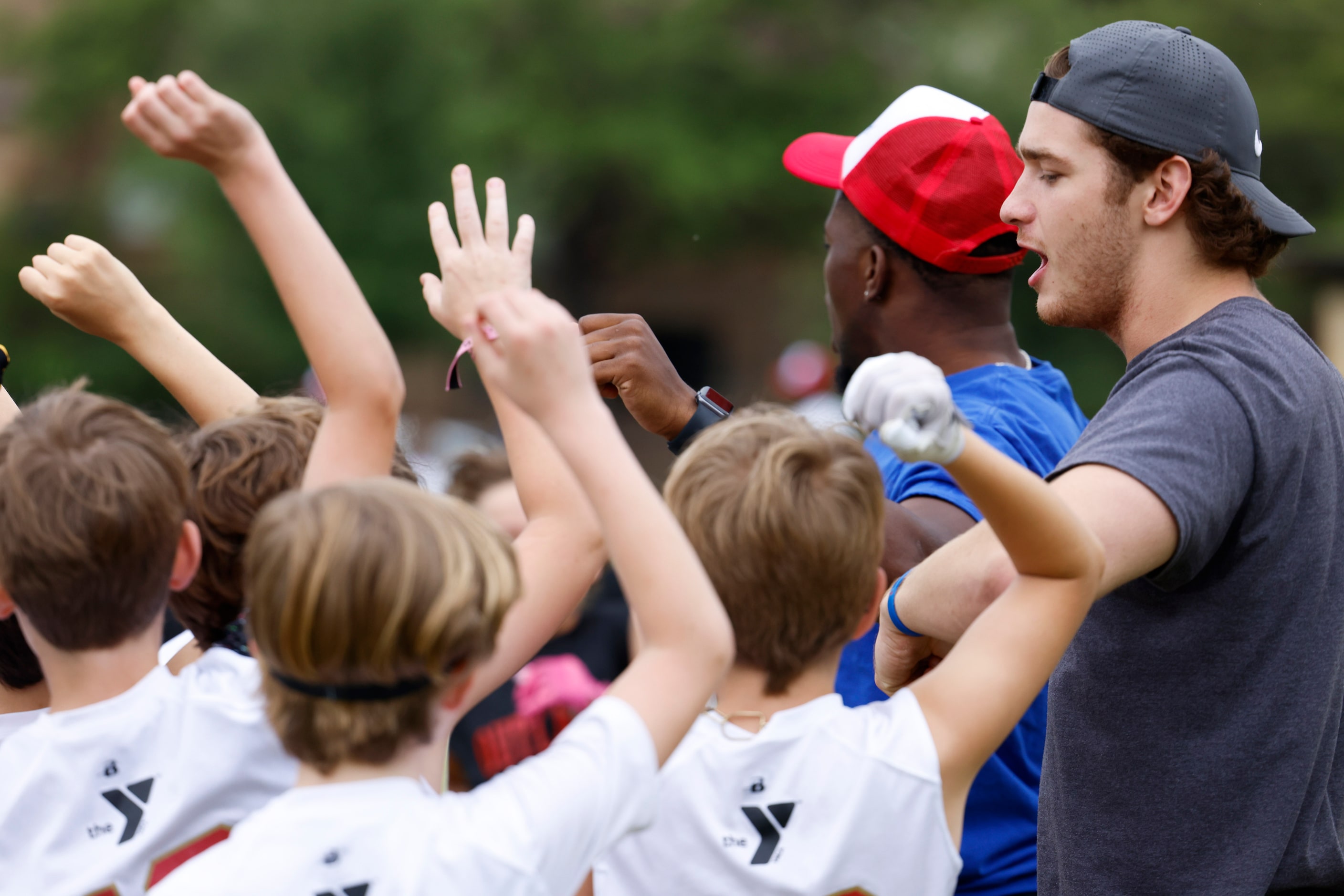 SMU QB Preston Stone takes part in a special session of football drills and practice with...