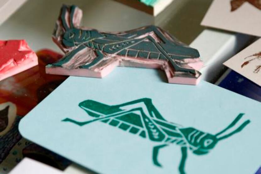 
Artist Shamsy Roomiani makes custom rubber stamps in her Dallas studio. A relief-printing...
