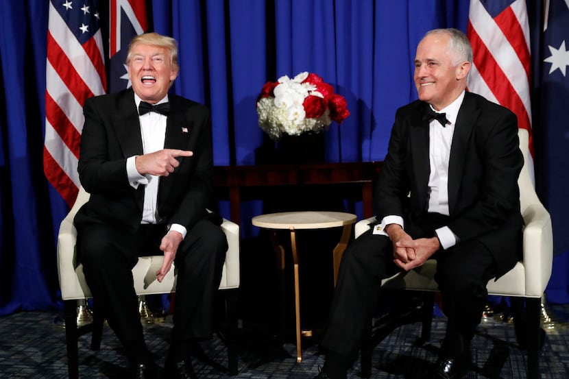 In this May 4, 2017, file photo, U.S. President Donald Trump meets with Australian Prime...