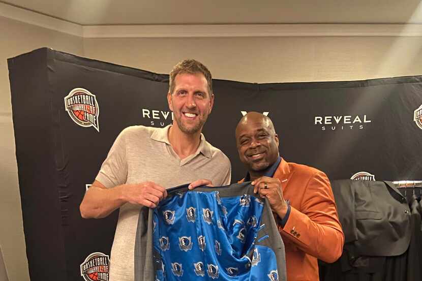 Former Dallas Mavericks forward Dirk Nowitzki (left) and Carlton Dixon, founder, owner and...