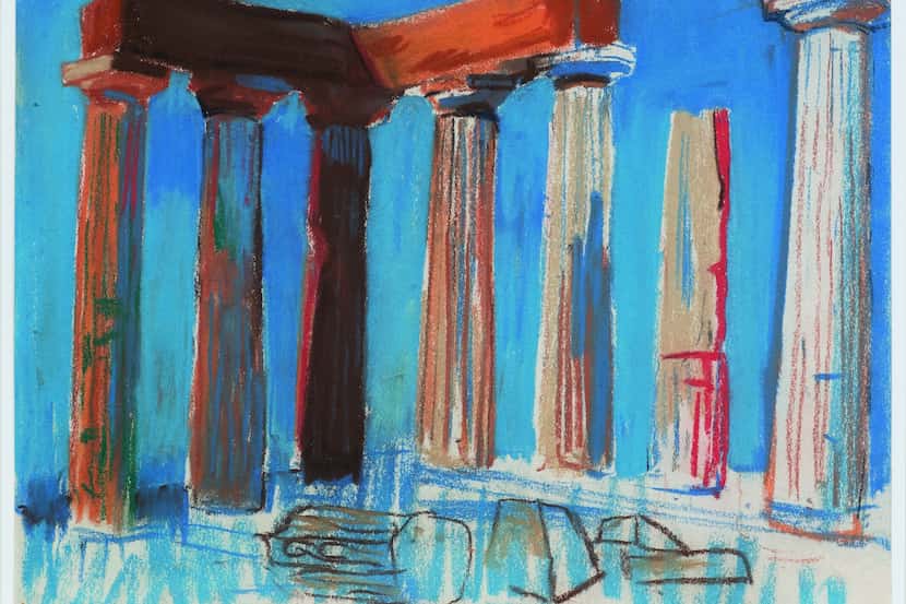 Louis I. Kahn, "Temple of Apollo, Corinth, at Midday, 1951." Pastel and charcoal on paper,...