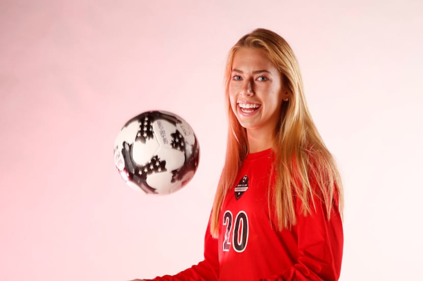 Flower Mound Marcus soccer player Taylor  
Moon poses for a photograph in The Dallas Morning...