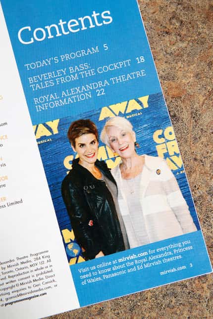 A playbill with a photo of Jenn Colella, (left) who plays Captain Beverley Bass in 'Come...