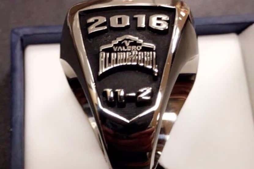 Oklahoma State's 2016 Alamo Bowl champions ring bears an 11-2 record, despite the Cowboys...