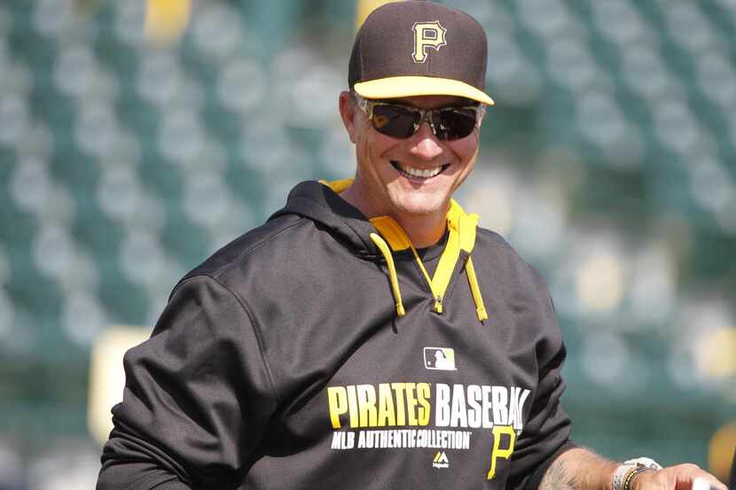 Mar 10, 2014; Bradenton, FL, USA; Pittsburgh Pirates hitting coach Jeff Banister (28)...