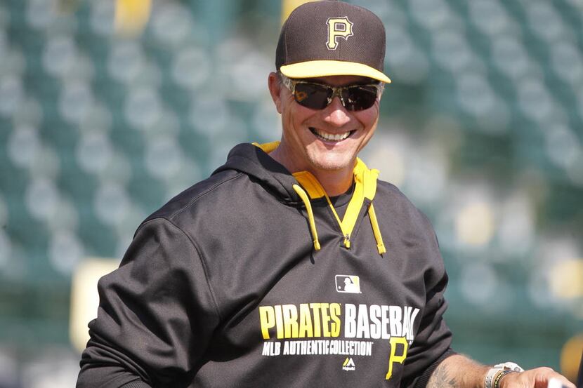 Mar 10, 2014; Bradenton, FL, USA; Pittsburgh Pirates hitting coach Jeff Banister (28)...