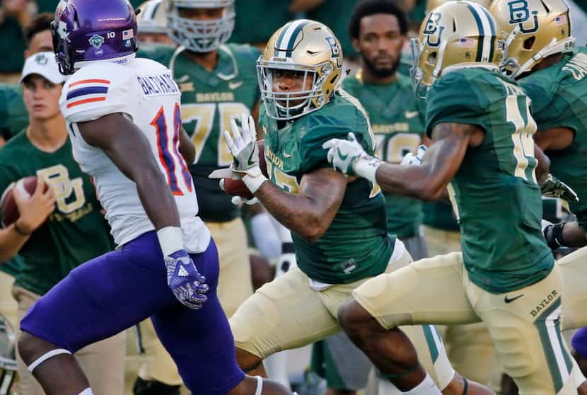 Baylor running back Shock Linwood (32) is pictured during the Northwestern State University...