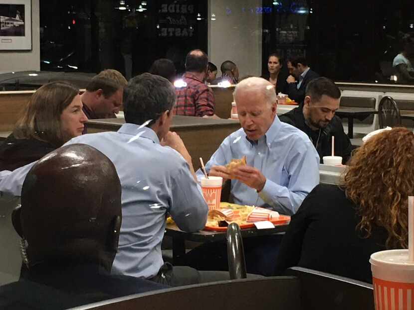 Vice presidential candidate Joe Biden joined Beto and Amy O'Rourke at a Dallas Whataburger...