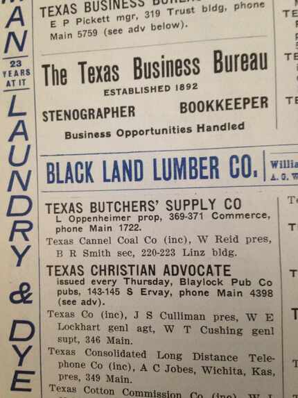 From the 1902 Dallas city directory