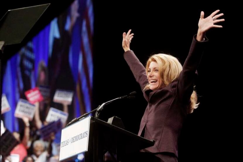 
“We don’t iron the pants, we wear them,” Wendy Davis told the crowd while saying the...