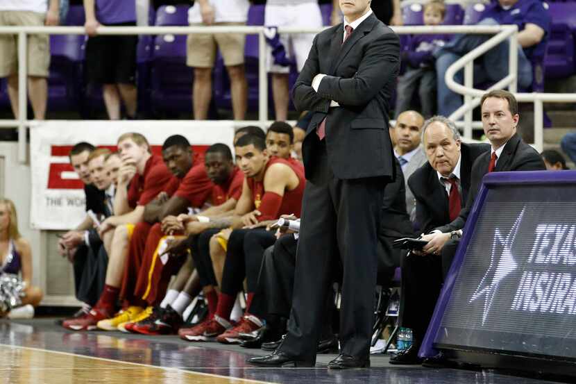 Iowa State Cyclones head coach Fred Hoiberg looks on from the sidelines during the second...