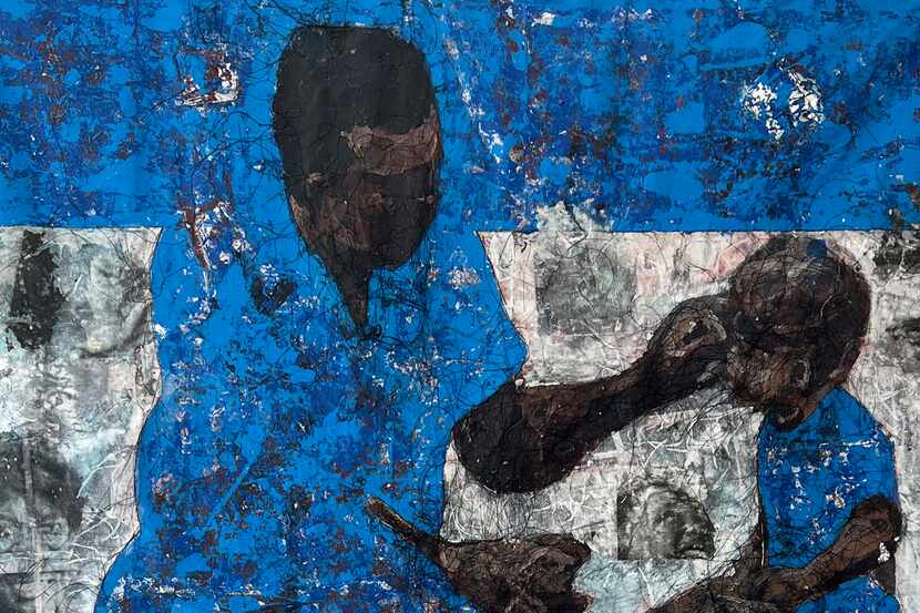 This untitled painting (detail view) from Kaloki Nyamai is among the Kenyan artist's works...