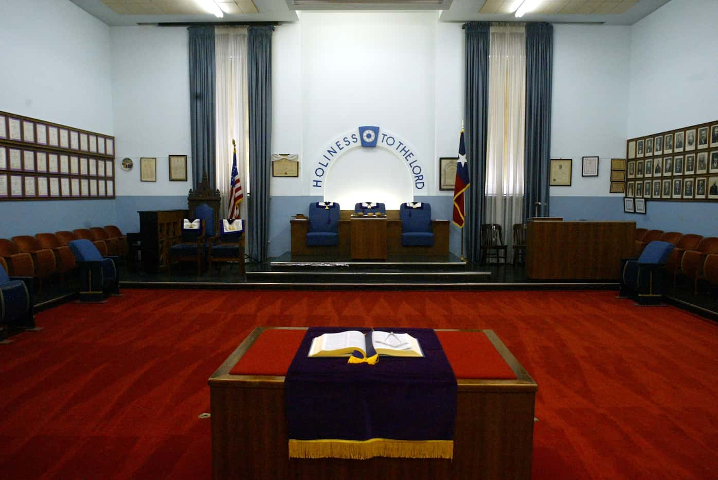 The interior of the building originally housed five lodge rooms.