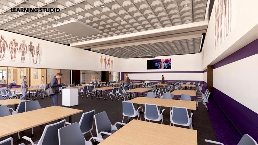 Rendering of a learning studio at a new building for Texas Christian University's Anne...