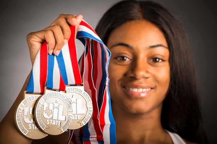 Girls track athlete of the year Sha'Carri Richardson of Carter High School photographed in...