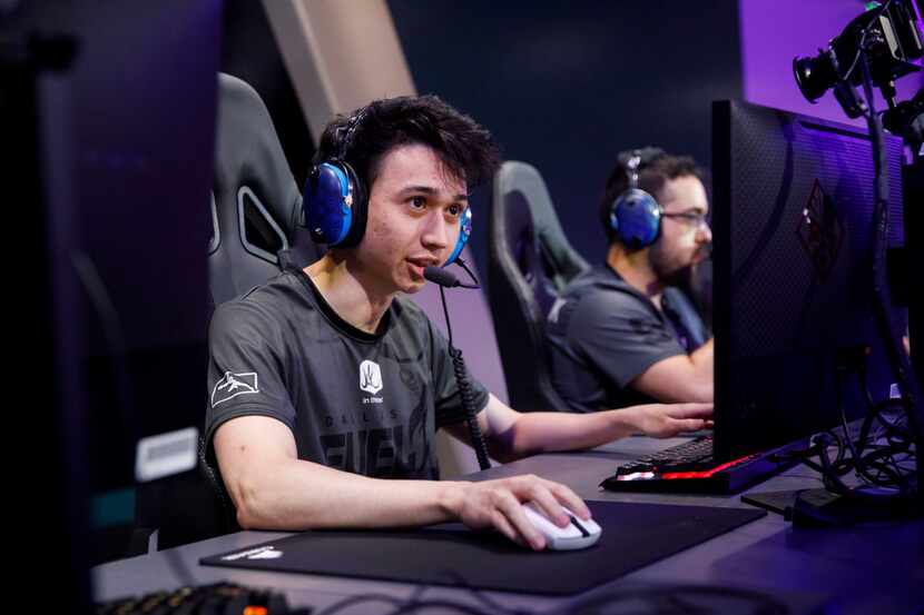 Ash "Trill" Powell substitutes in during the Overwatch League match between the Dallas Fuel...